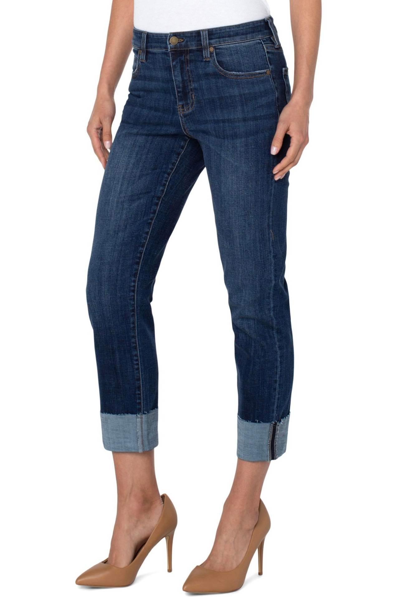 Liverpool Marley Girlfriend With Raw Cut Cuff Jeans