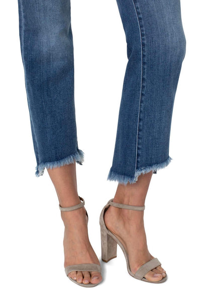 Liverpool Hannah Cropped Flare Curved Fray Hem