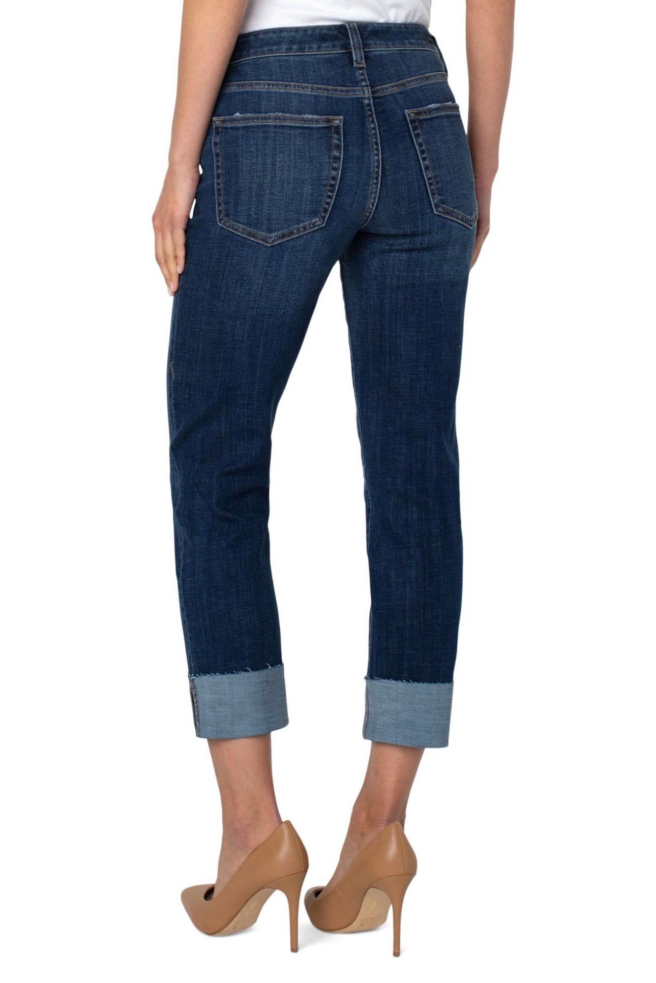 Liverpool Marley Girlfriend With Raw Cut Cuff Jeans