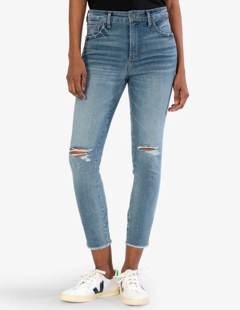Connie High Rise Fab Ab Crop Skinny Denim Jeans - Clearance Final Sale