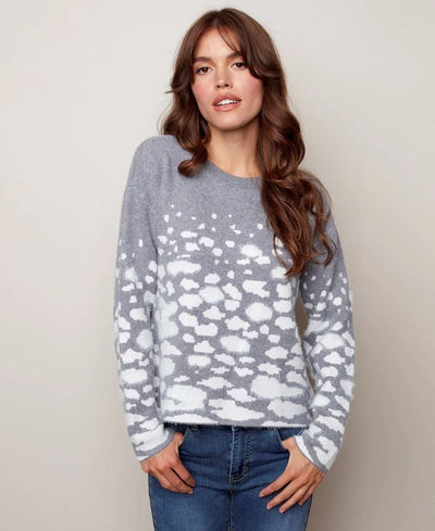 Fuzzy Cloud Crew Neck Sweater - Clearance Final Sale