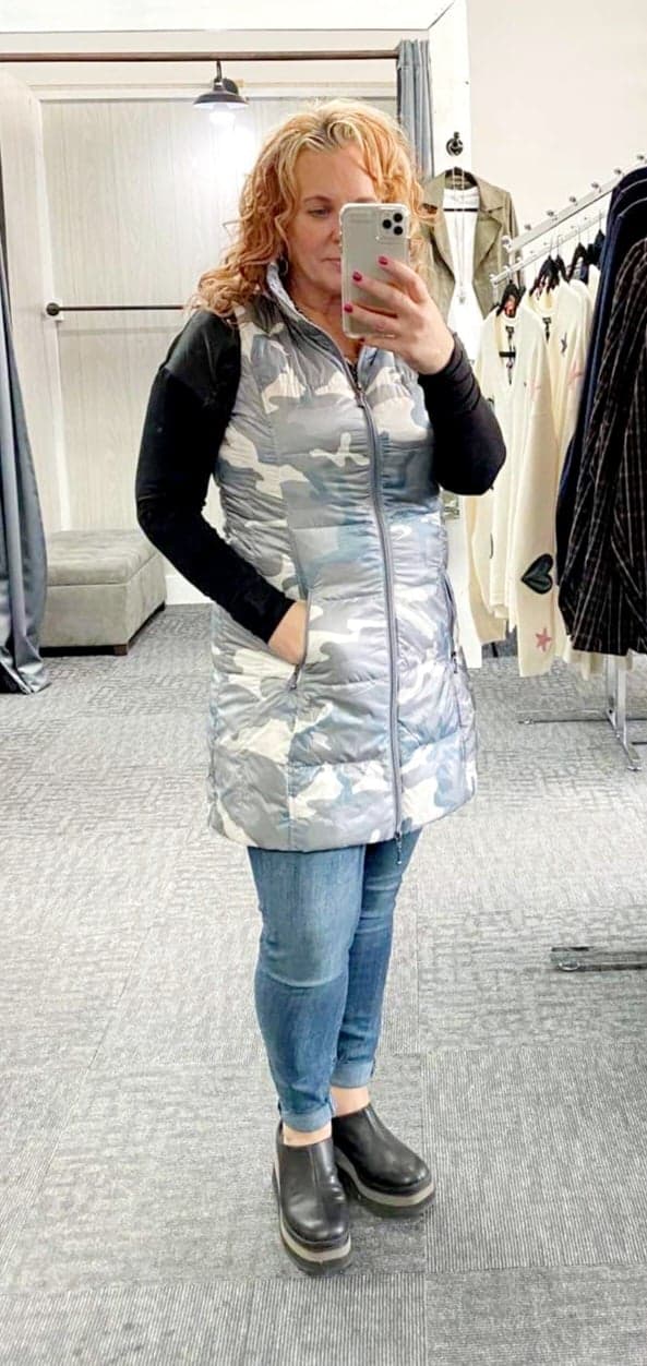 Anorak Camo Puffer Long Down Vest