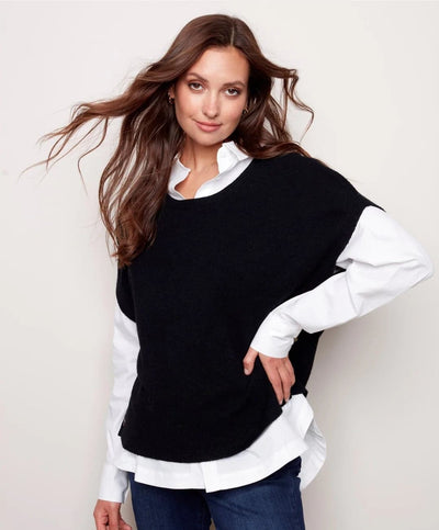 Charlie B Black Sweater Vest w/ Heart - Clearance Final Sale