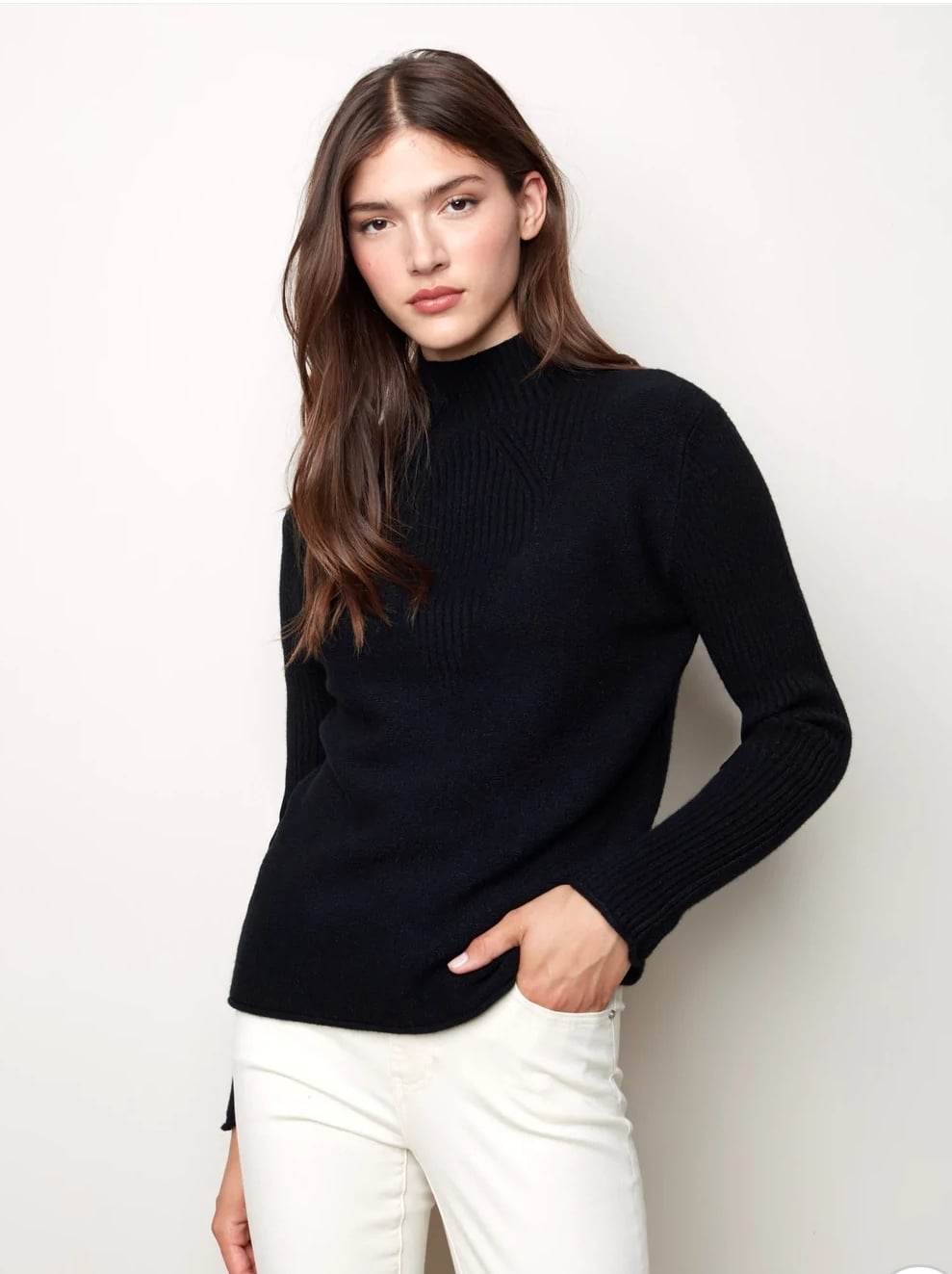 Charlie B Funnel Neck Sweater Top -Clearance Final Sale