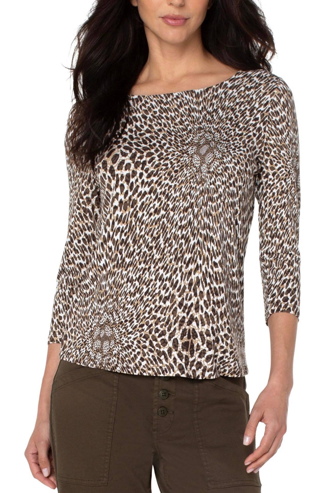 Liverpool Animal Print Scoop Back Top- Clearance Final Sale
