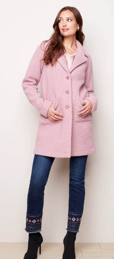 Charlie B Solid Boucle Knit Coat- Clearance Final Sale