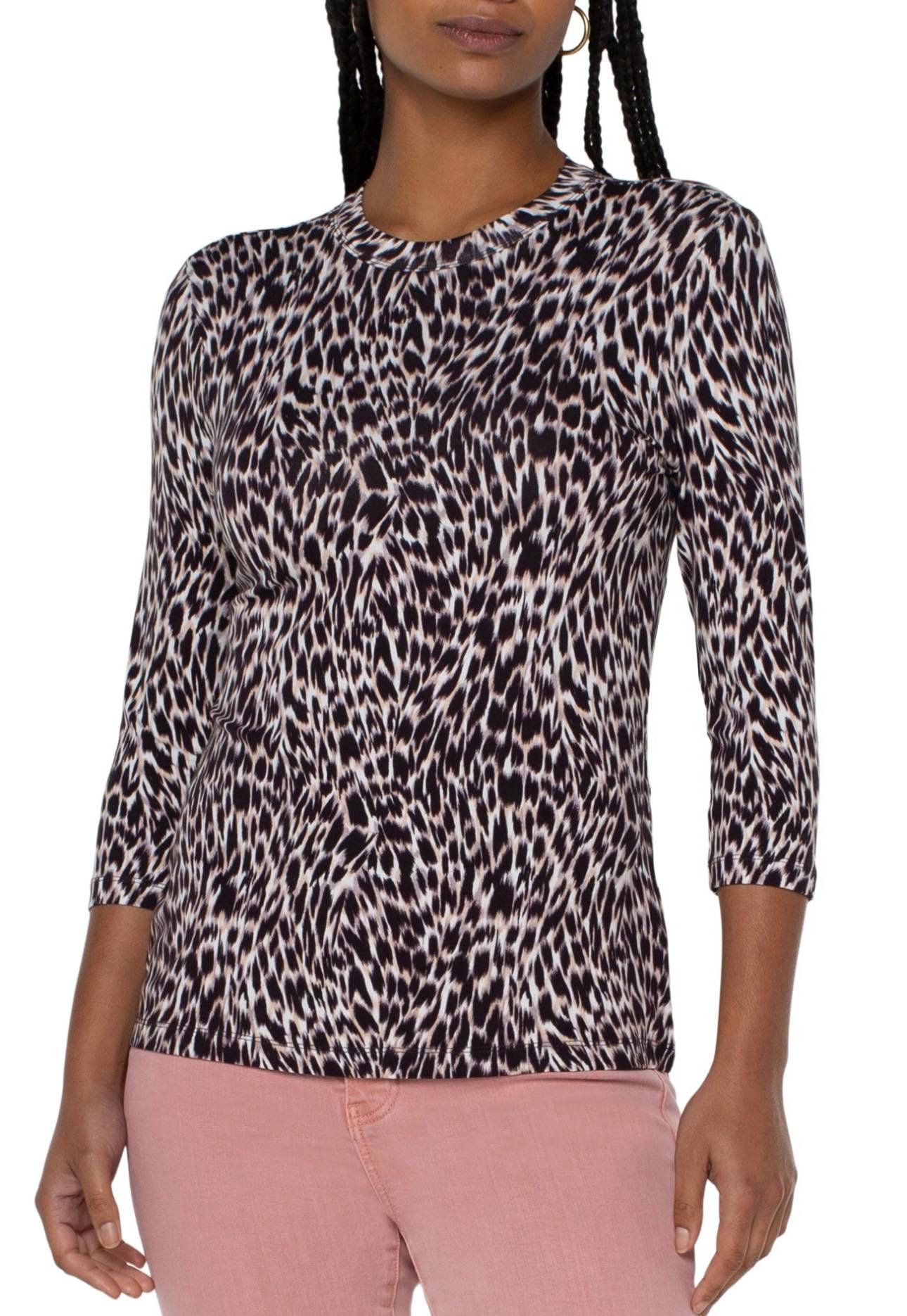 Liverpool Scoop Back Animal Print Knit Top