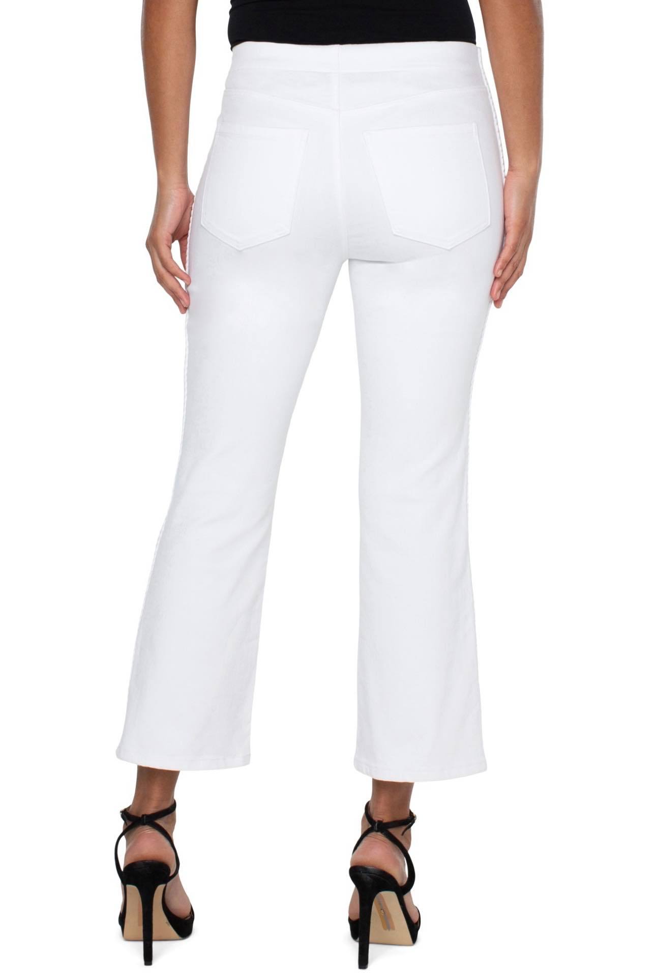 Liverpool White Chloe Crop Flare With Braid Trim