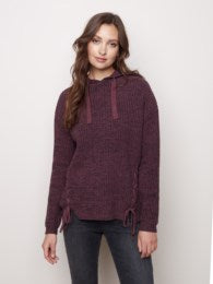 Charlie B Solid Hooded Sweater w/ Lace Detail - Clearance Final Sale