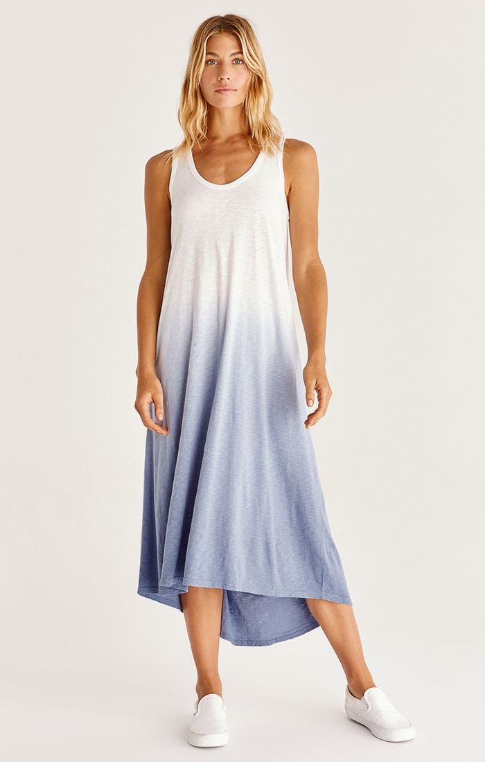 Amalfi Slub Dip Dye Ocean Blue Dress