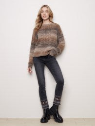 Charlie B Space Dye Chestnut Cable Knit Sweater-Clearance Final Sale