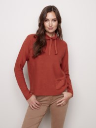 Solid ottoman Funnel Neck Sweater -Clearance Final Sale