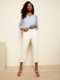 Charlie B Cropped Twill Pants With Tab Cuff