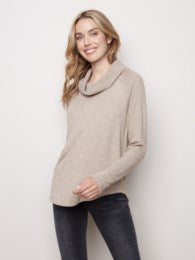 Charlie B Ribbed Cowl Neck Top-Clearance Final Sale