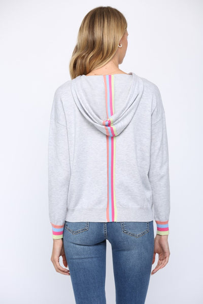 Contrast Striped Detail Hooded Sweater