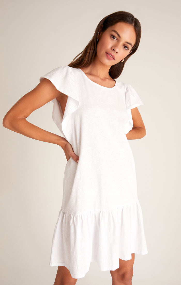 Z-Supply Flutter Sleeve Mini White Dress