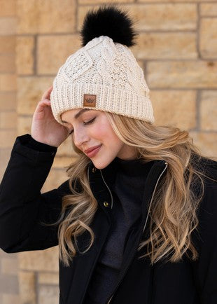Cable Knit Pom Hat