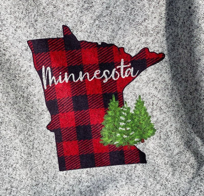 Minnesota Red & Black Buffalo Plaid Gray Sweater Blanket