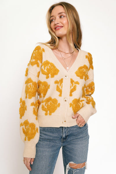 Button Down Floral Cardigan Sweater-Clearance Final Sale