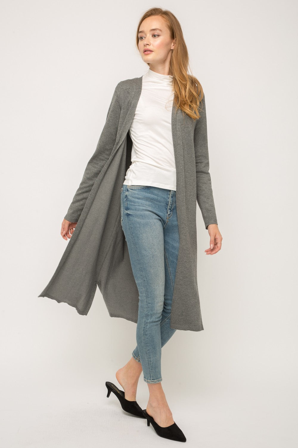 Long Open Front Cardigan Sweater