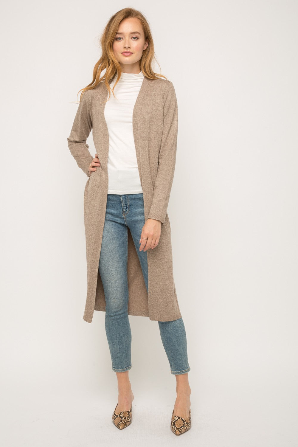 Long Open Front Cardigan Sweater
