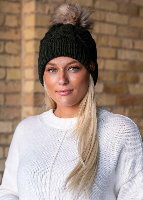 Fleece Lined Knit Pom Hat