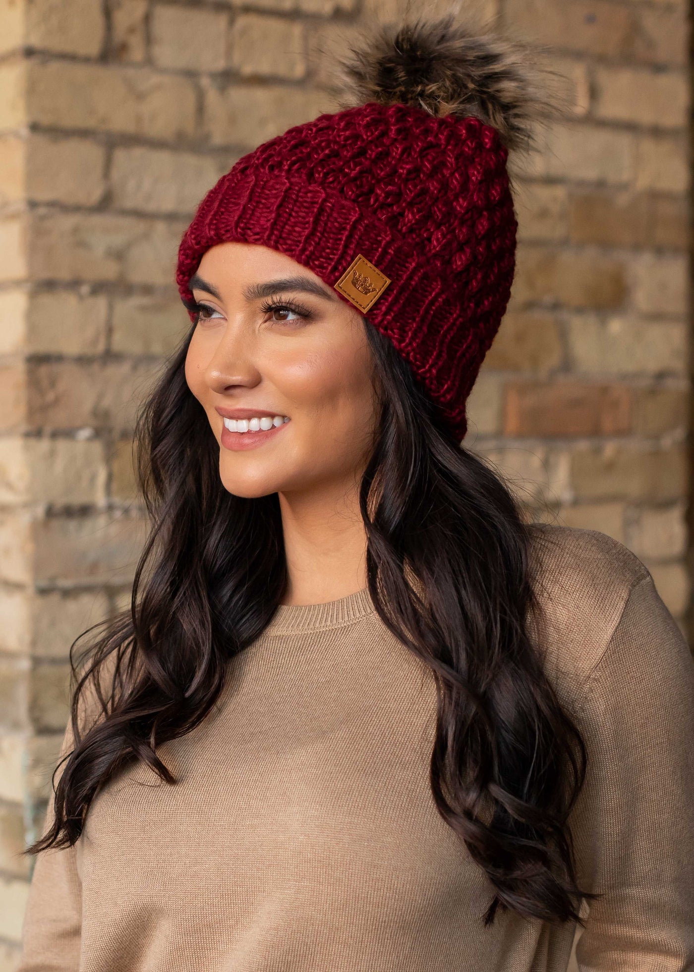 Fleece Lined Knit Pom Hat