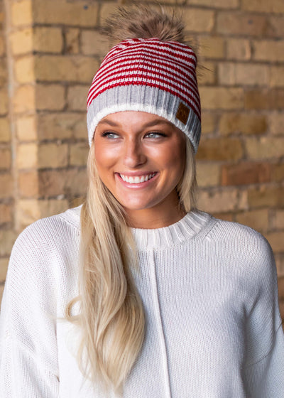 Fleece Lined Knit Pom Hat