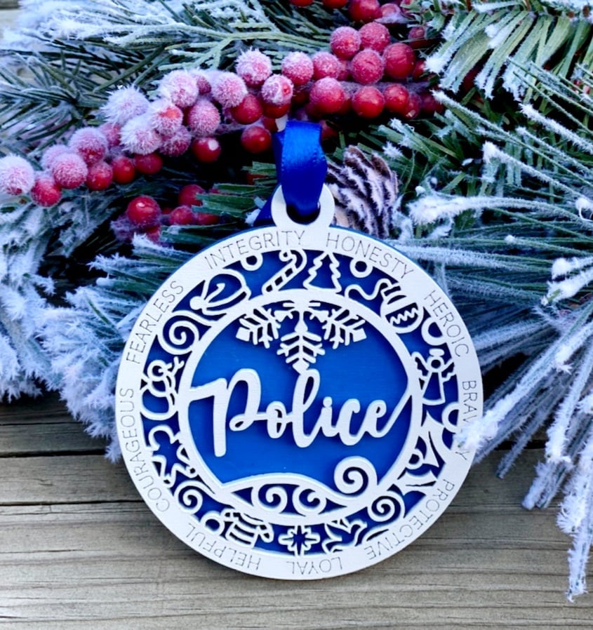 Police Cut Out Wood Ornament
