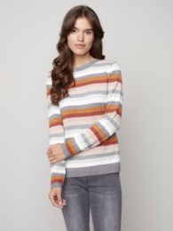 Charlie B Striped Multi Color  Sweater-Clearance Fina Sale
