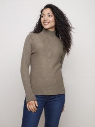 Charlie B Funnel Neck Sweater Top -Clearance Final Sale