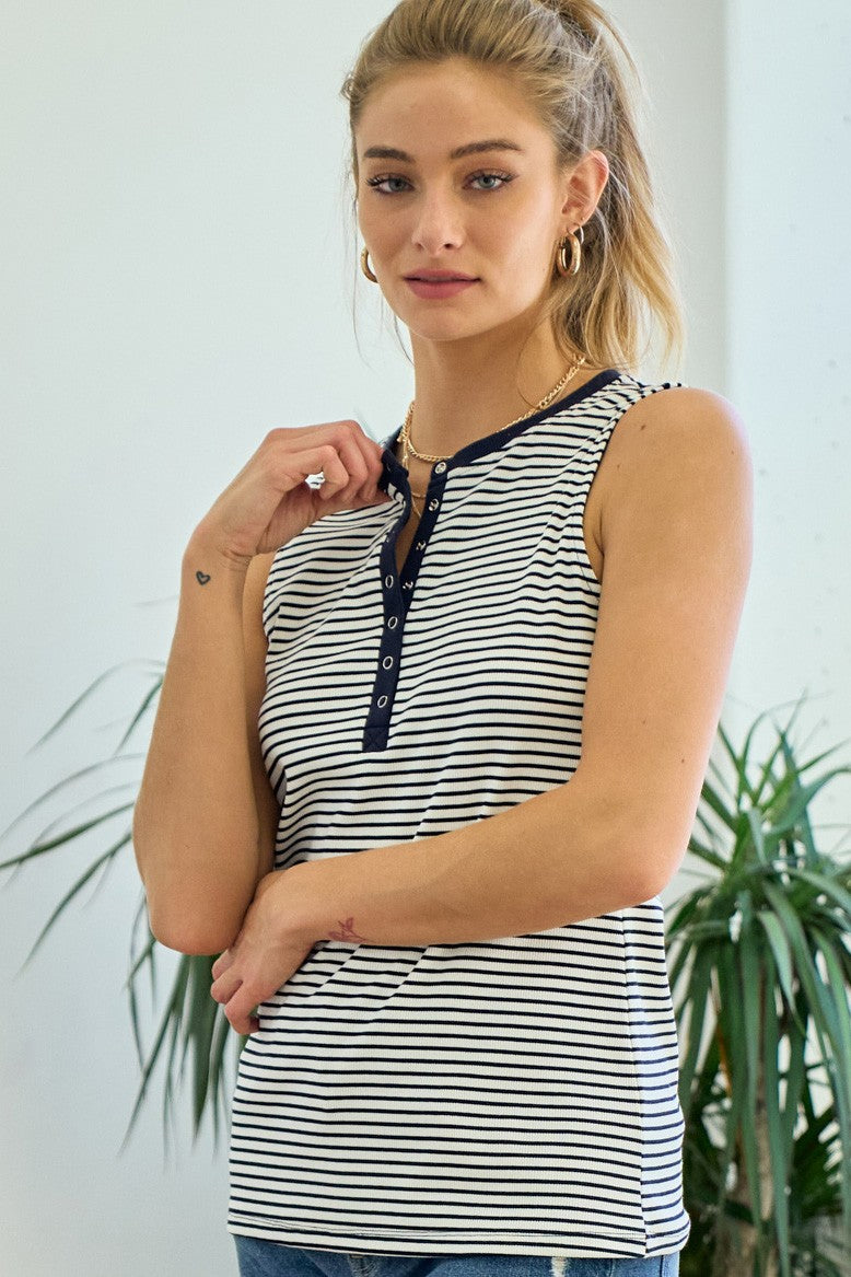 Striped Button Up Tank